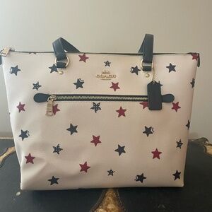 NEW COACH Gallery Tote With Americana Star Print